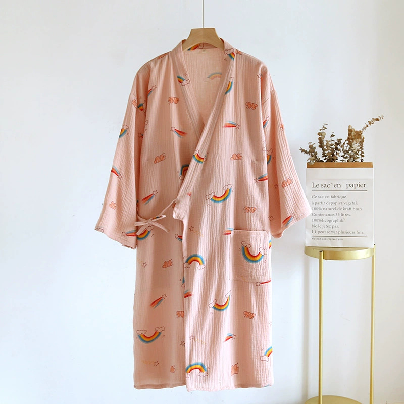 Herfst Multi Kleuren Katoenen Kimono Slaapgewaden Voor Vrouwen Dunne Badjas Pyjama Zweet Stoombad Gewaad Vrouwen Kleding