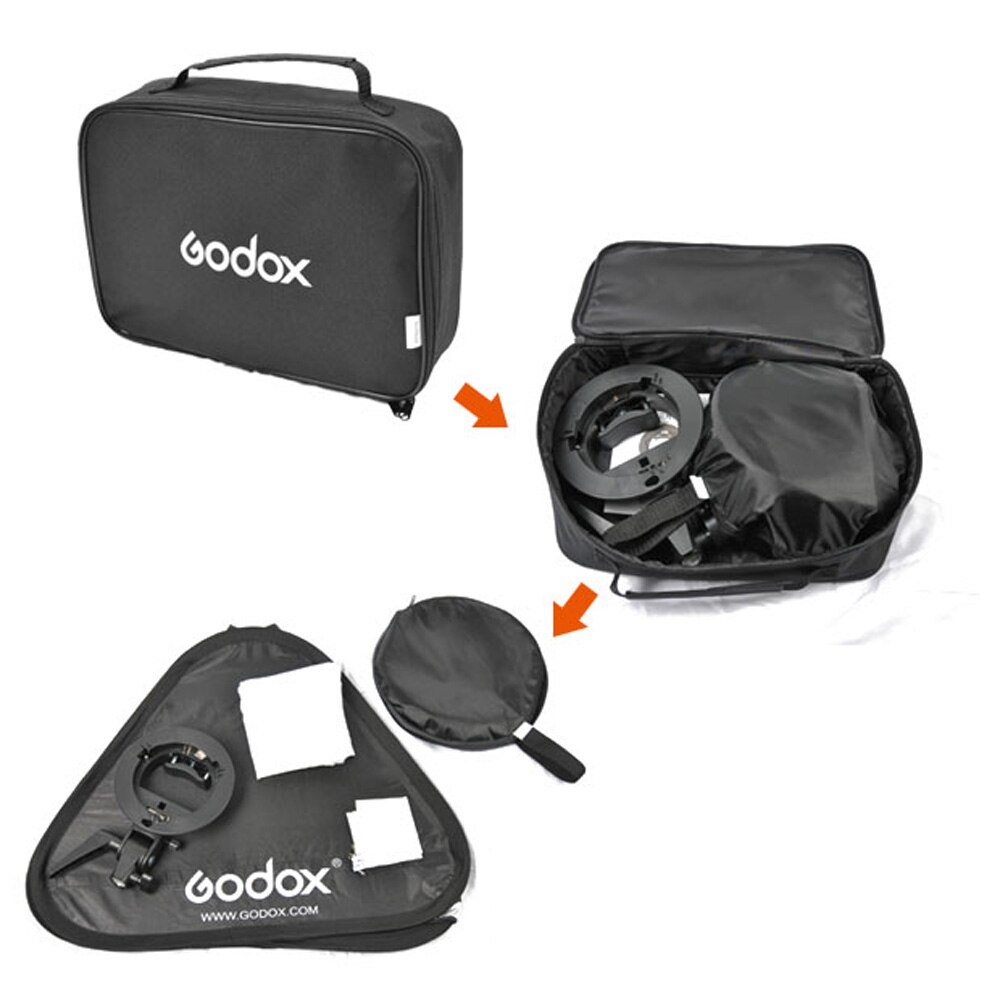 Godox 40 x 40cm fold bærbar fotostudio softbox diffusor + s-type elinchrom monteringsbeslagssæt til flash speedlite strobe