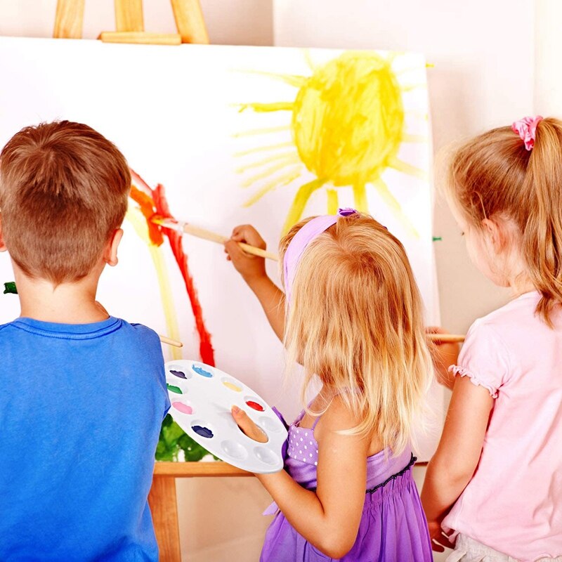 6 Pack Wit Art Plastic 10 Goed Palet Verf Lade Met Duim Gaten Voor Diy Craft Olie Aquarel En Acryl verven