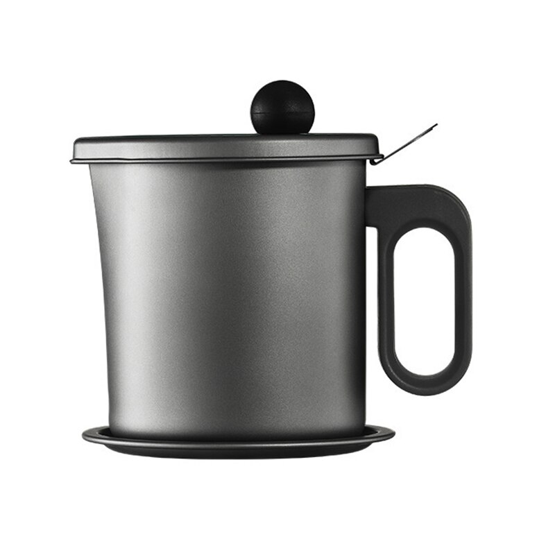 Stainless Steel Strainer Aluminum Oil Filter Pot Soup Grease Strainer 1.7/1.3L 57.5/43oz Oil Storage Pot Grease Keeper With Lid: 1.7L 57.5oz Grey