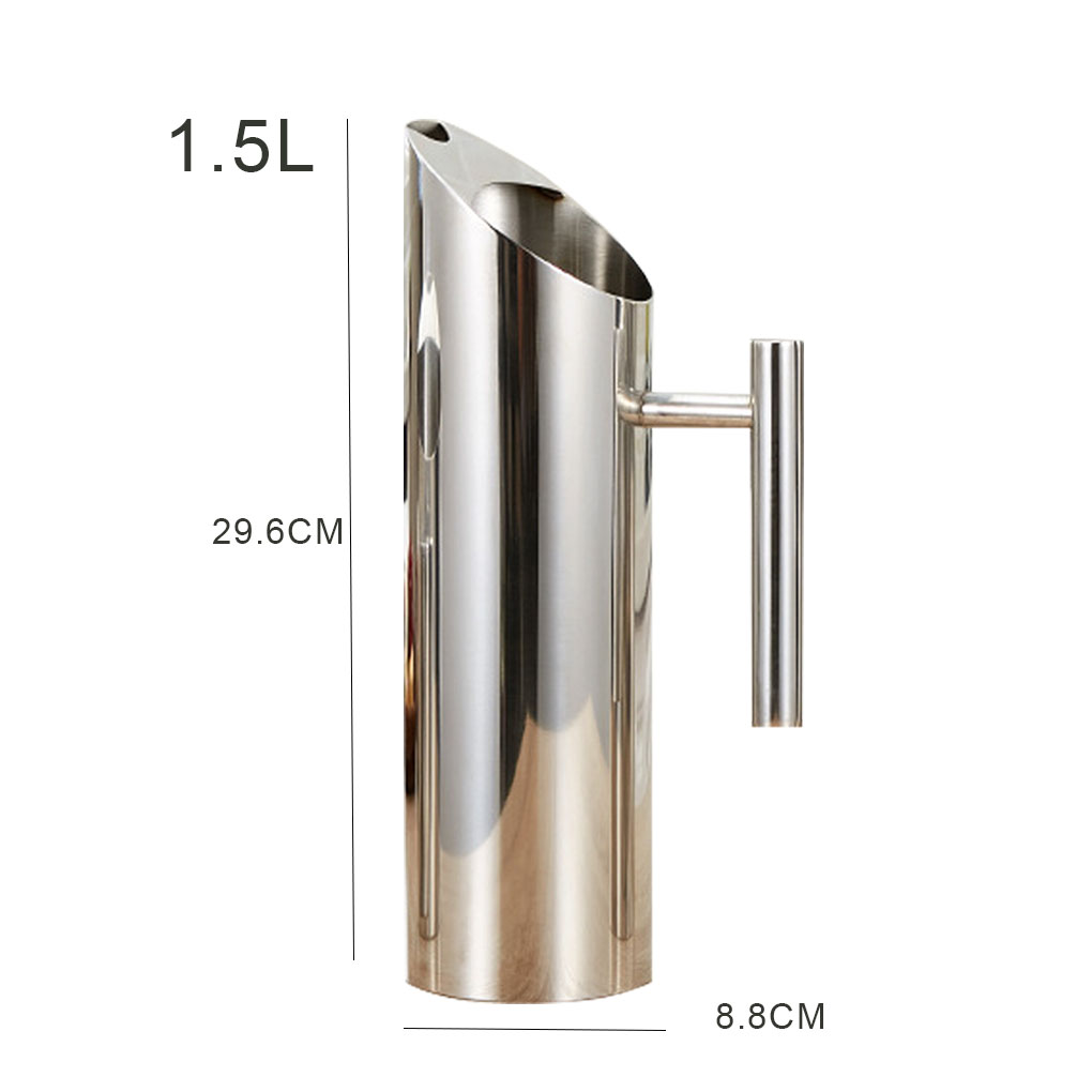 1/1.5/2L Stainless Steel Kettle Water Jug Cold Water Pot Straight Ice-resistant Jug Kettle Home Drinking Tools Juice Container: 1.5L