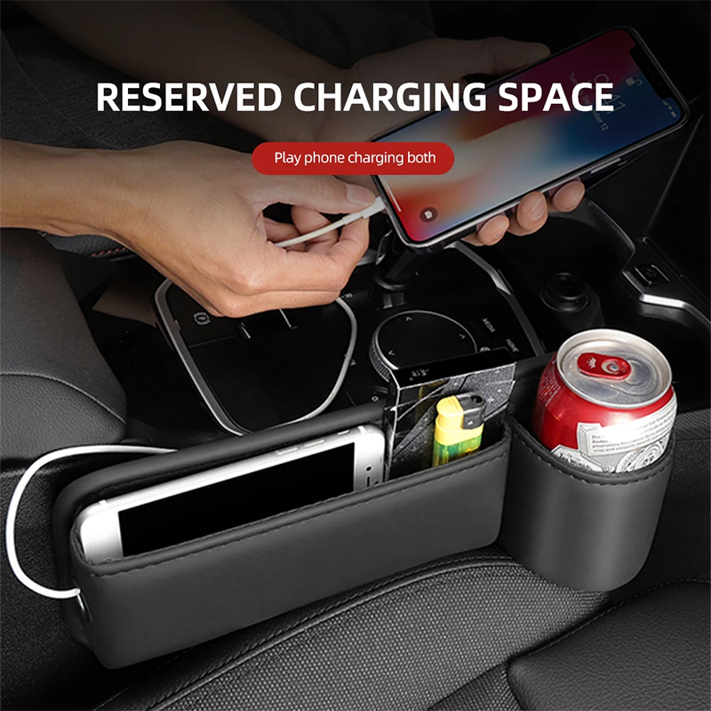 Leather Car Seat Sewn Gap Crevice Slot Storage Box Cup Holder For Alfa Romeo 4C 159 Spider Giulia Giulietta 156 Mito 147 8C Stel