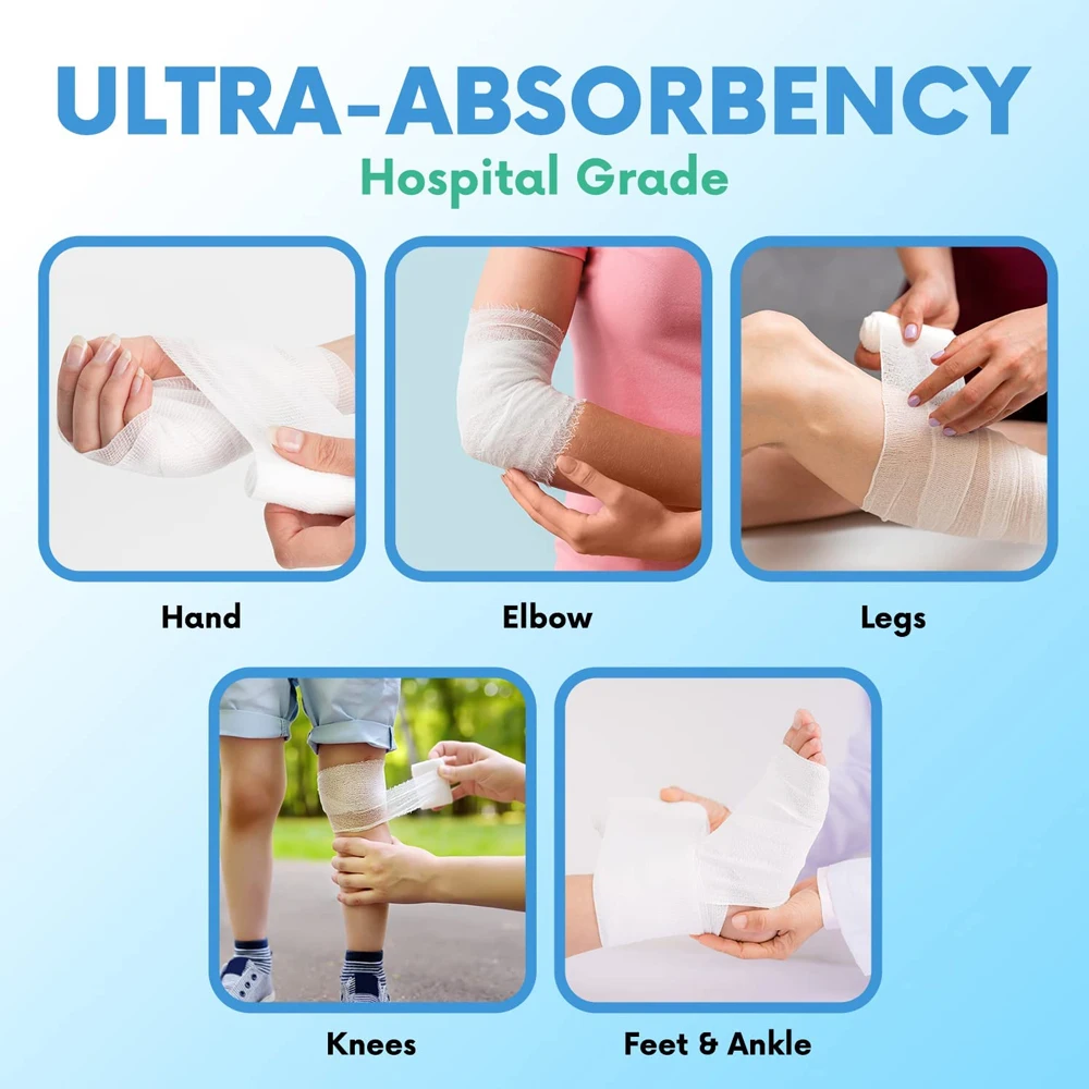 1/3/5/6Roll Gauze Bandage Rolls, Disposable Elastic Bandages, Breathable Cotton Wound Care Dressing Gauze Nursing Survival Kits