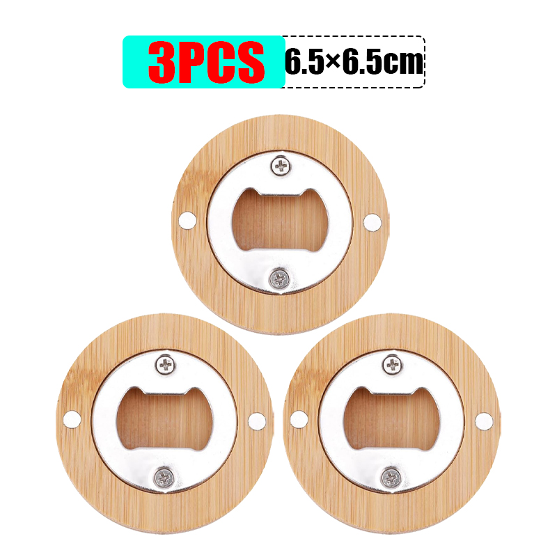 1/10 szt. Okrągłe bambusowe otwieracze robić butelek Przenośny magnes na lodówkę Otwieracz Narzędzie barowe robić domu Kuchnia Barowe upominki Otwieracze robić butelek: SZARY