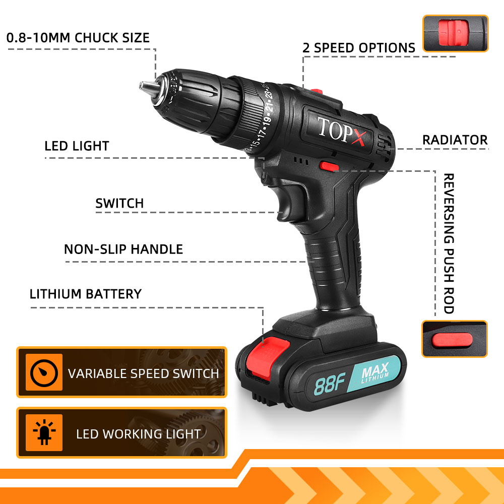 21V 12V Accu Boormachine Elektrische Schroevendraaier Oplaadbare Met Batterij Elektrische Boor Conversie Kettingzaag Blade Power Tool Set