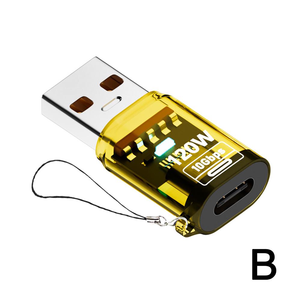 USB 3.2 Type-A To USB-C Adapter OTG 10Gbps 40Gbps 120W 240W 3in1 Fast Charging Adapter Data Transmission Headphones Converter: green