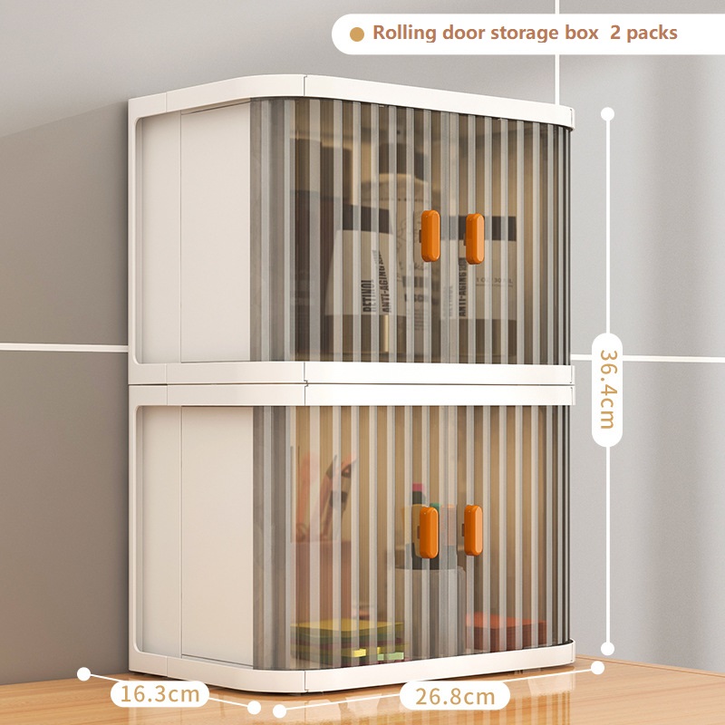 Formwell Boîte de rangement de table, petite boîte de rangement avec porte coulissante, pliable, empilable: Beige