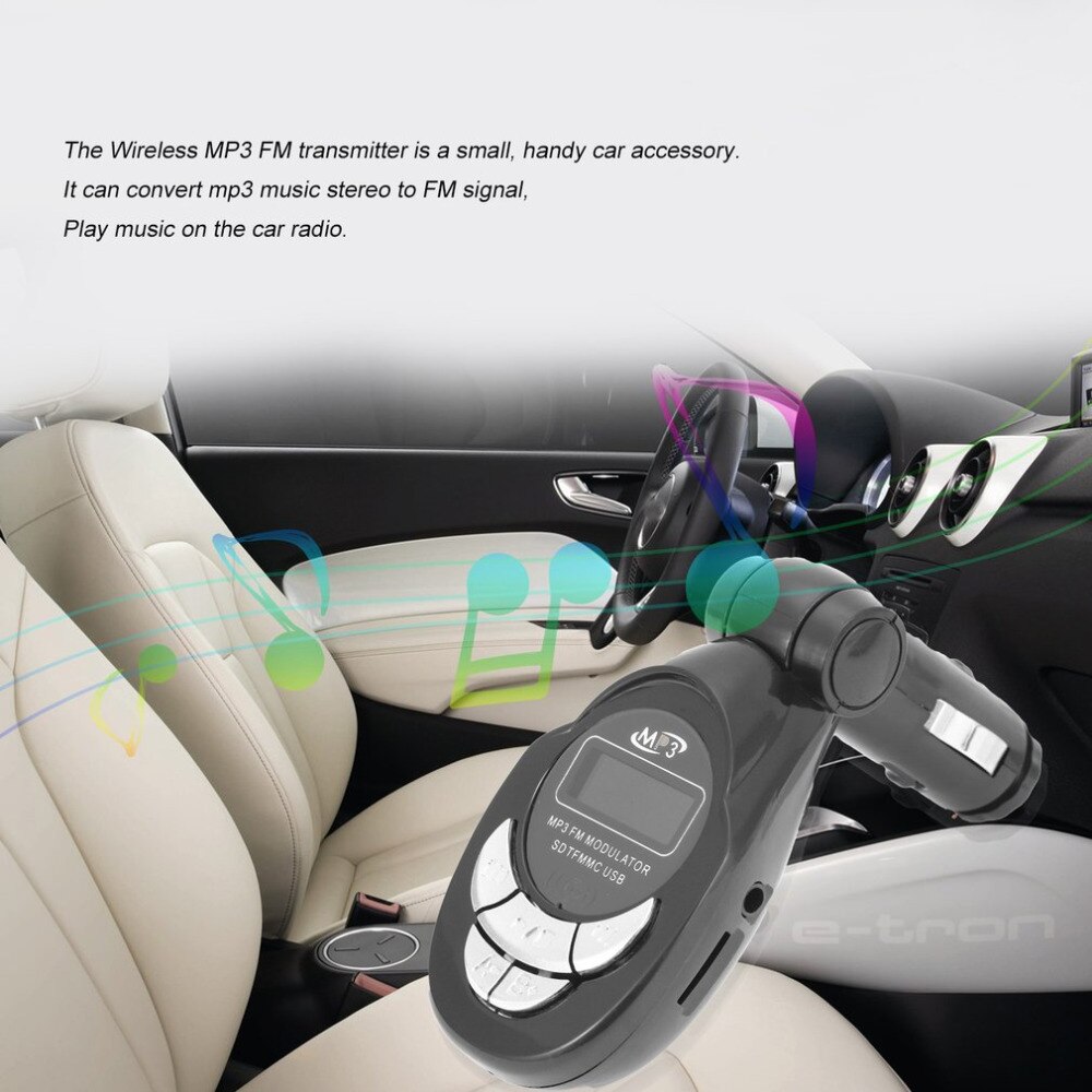Car MP3 Player Wireless FM Transmitter Modulator USB CD MMC Remote 206 FM channelsDrop
