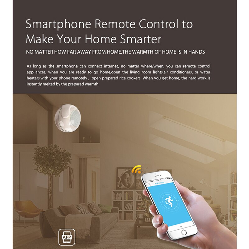 Coolcam wifi bevegelsessensor alarmdetektor pir bevegelsesdetektor for smart hjemmeautomasjon og appvarsling, trenger ingen hub