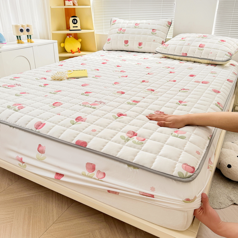 Dikke Matrashoes Cartoon Stijl Sprei Gewatteerd Bed Voor Thuis Volwassenen Kinderen Bedlinnen Fundas De Colchón (Geen Kussensloop): Twin / plum