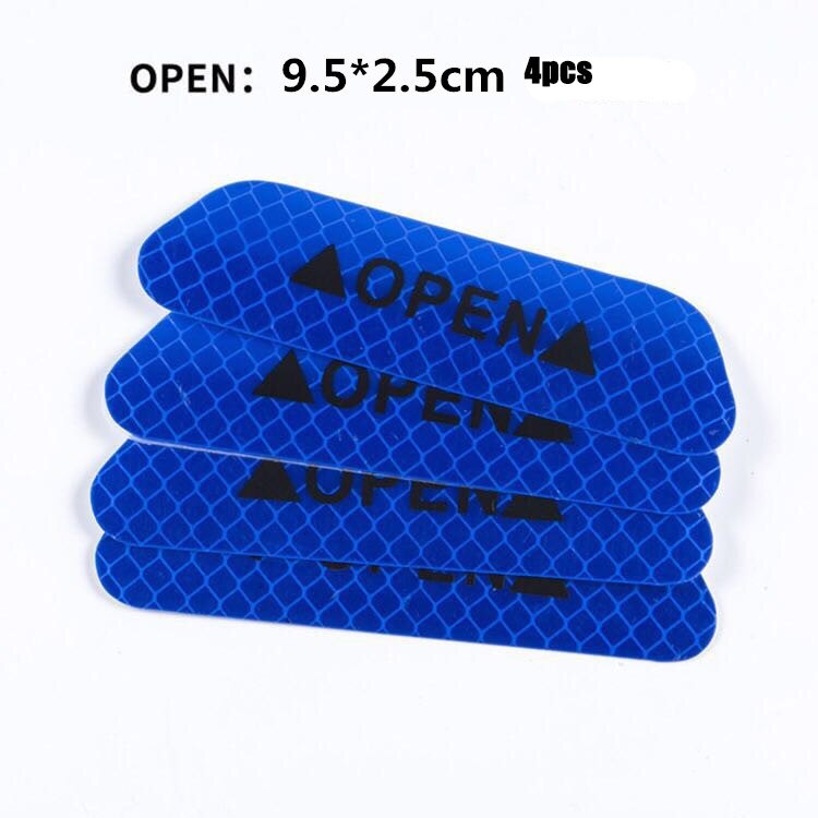 4Pcs/Set Car Door Stickers DIY Car OPEN Reflective Tape Warning Mark Reflective Open Notice Bicycle Accessories Exterior: royal blue