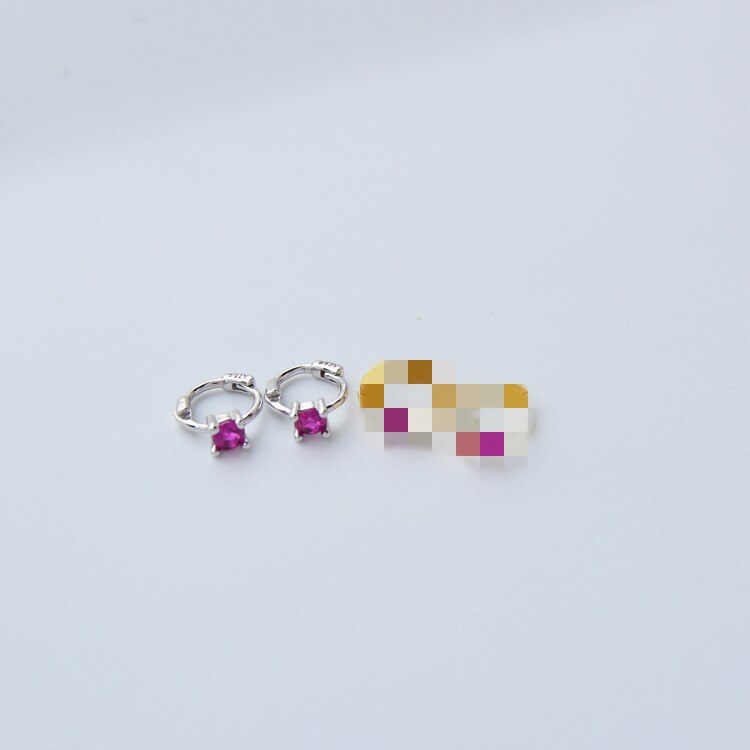 925 Sterling Silver Orecchini di Modo Mini Quartetto Zircone Anello di Orecchio Orecchio Osso Orecchio Fibbia Concise Personalità Della Ragazza Delle Donne Dei Monili Dell'orecchio: 1pair silver rose