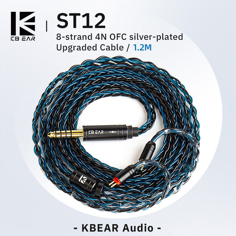 KBEAR ST12 8-core HiFi Oortelefoon 4N OFC verzilverd Verbeterde Kabel 3.5/4.4mm MMCX/0.78mm 2Pin voor Lark Rosefinch KS1