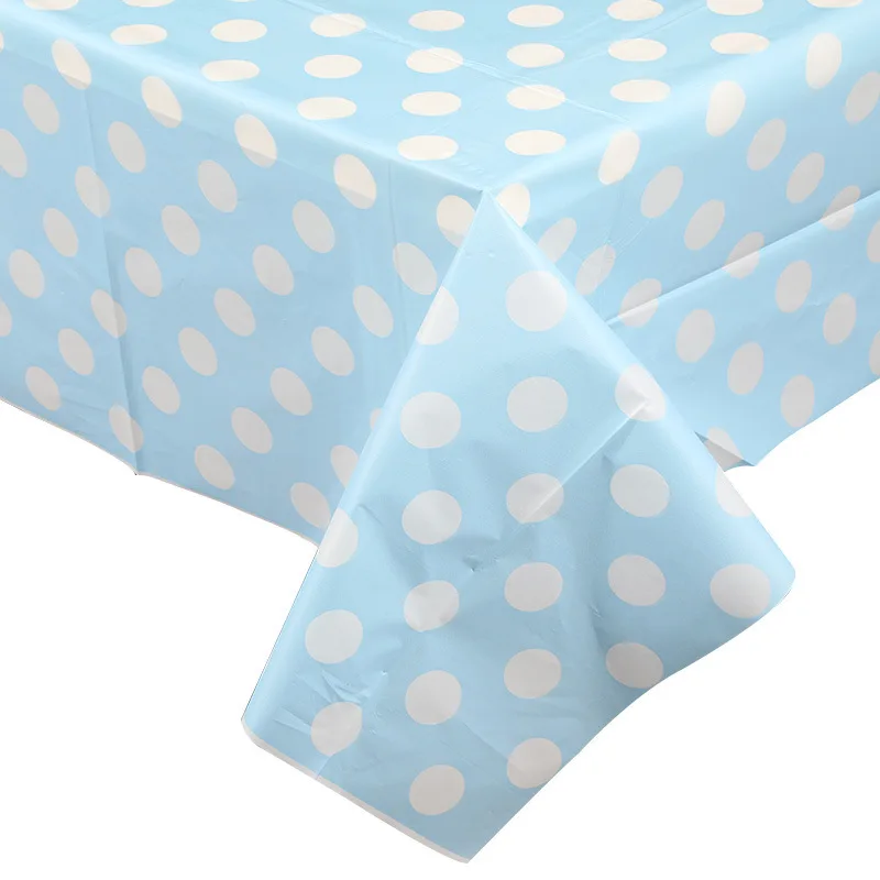 Wegwerp Plastic Tafelkleed Dot Tafelkleed Waterdicht Verjaardagsfeest Bruiloft Tafelkleed Milieuvriendelijk Servies 137X274Cm: Blauw