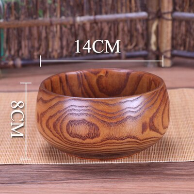 Tazón de madera de Acacia Natural, tazón de madera grande para ensaladas, tazón de madera para servir comida, recipiente de cocina de madera, vajilla grande para ensaladas: 14cm bowl