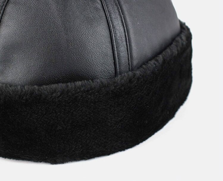 Gorro de piel de oveja a la , gorro de Sailor, redondo, cálido, informal, Color sólido, para invierno