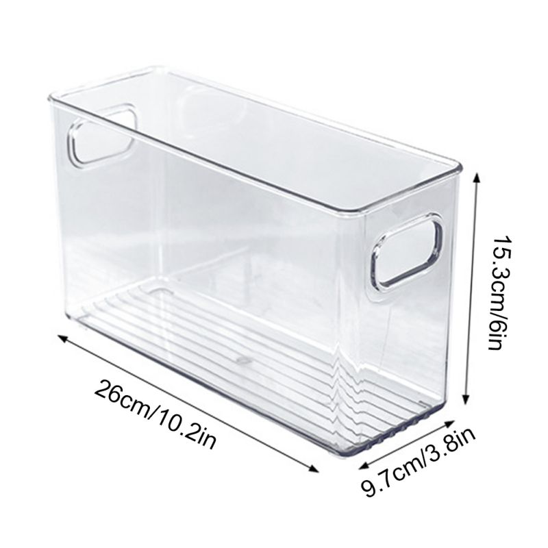 Stackable Plastic Food Storage Bins Refrigerator Organizer with Handles Pantry Fridge Kitchen Cabinets Clear Can Organizer: C