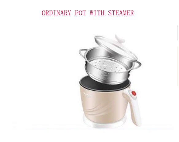 Electric Cooker Boiling Pot Noodle Maker Mini Hotpot Porridge Soup Cooking Machine Stainless Steel Non-Stick Pan 1.2L