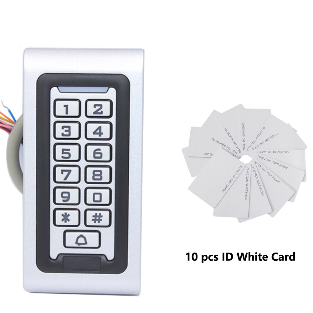 RFID 125Khz EM Keypad Door Access Control system IP68 Waterproof Metal case Silicon Key Security Entry Door Reader: AC and 10 Card