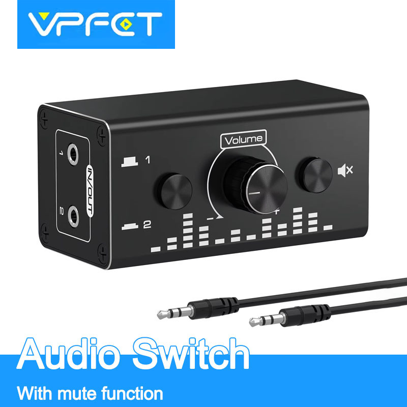 Audio Switch with 3.5 mm Jack Audio Switch 2 Inputs 1 Output @ 1 Input 2 Output Analogue Stereo Aux Switch Audio Selector Vpfet