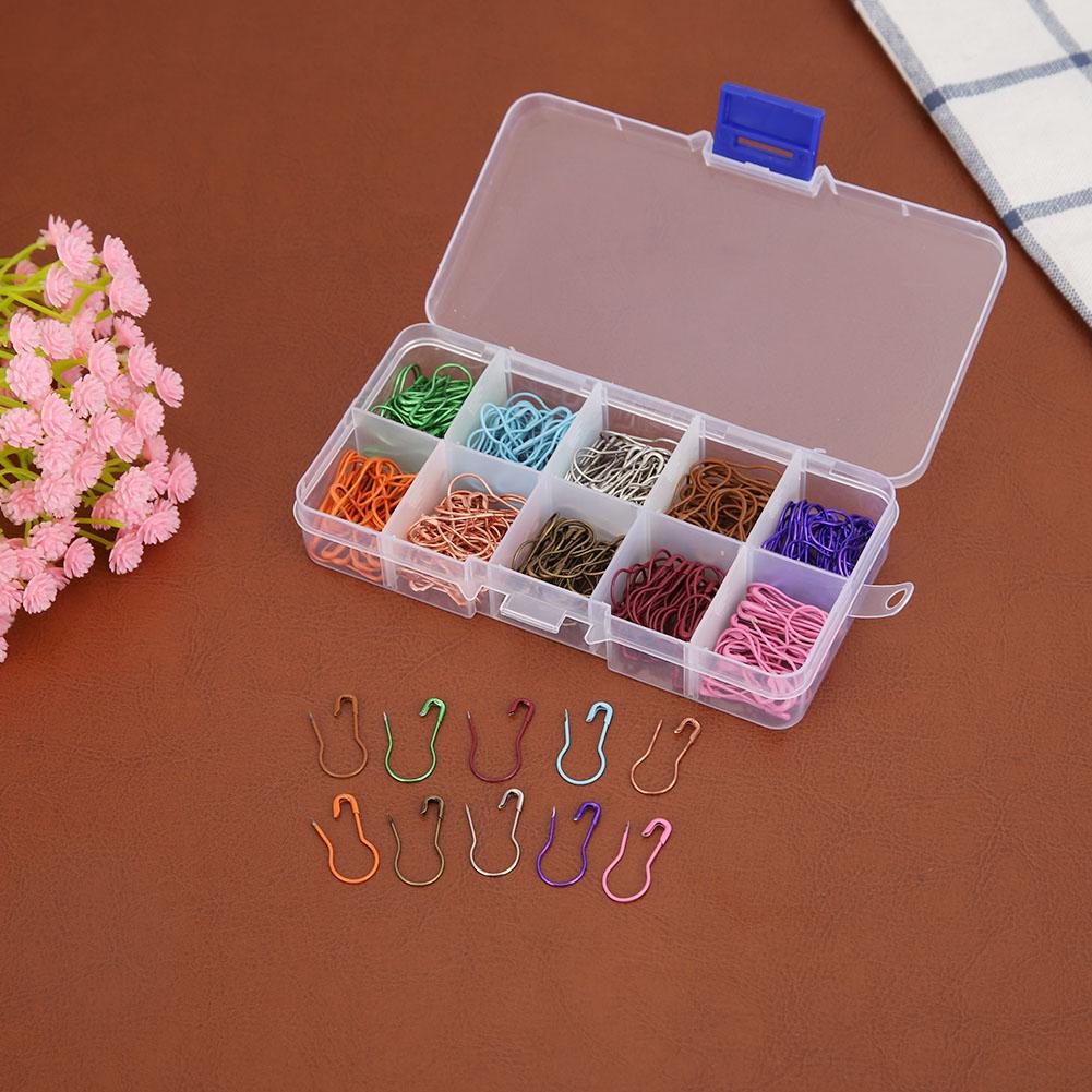 100/300 stk blanding farve kalebass form sikkerhedsnåle metal klips kalebass pinde strikning korssting markør tag pins klips