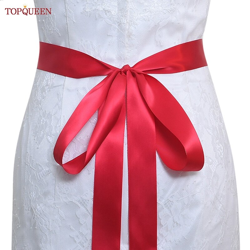 TOPQUEEN S419-G Jahrgang Blumen- Hochzeit Gürtel Smaragd Mutterschaft Schärpe Strass Blume Hüftgürtel Für Braut Kleid Kleid Applikationen: Wein rot Schleife