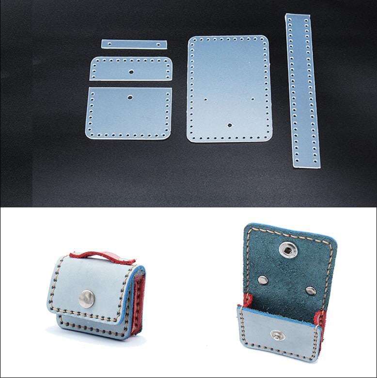 DIY leather craft Mini bag Small briefcase Pendant sewing pattern pvc template
