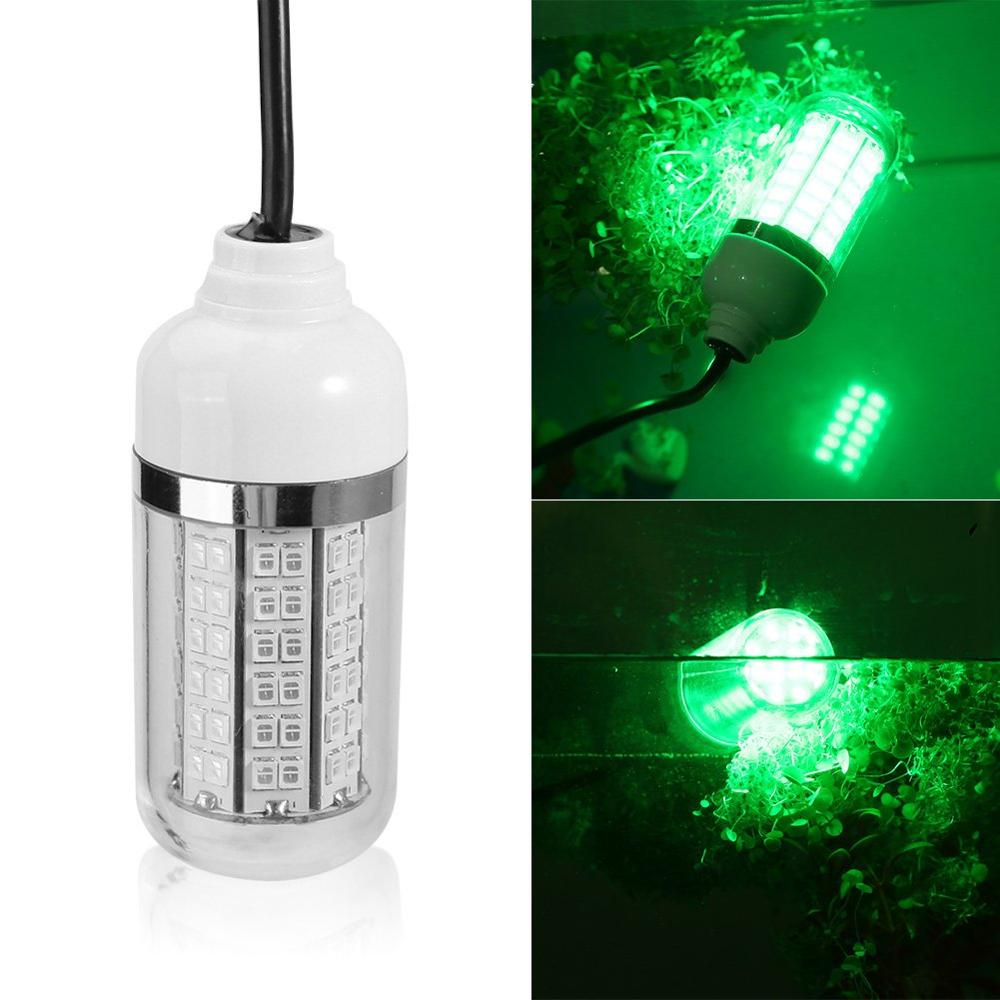 Luz LED de pesca de 12V CC, luz LED de 15W para pesca subacuática, cebos sumergibles, lámpara para barco, luces para atraer peces, verde, blanco y azul