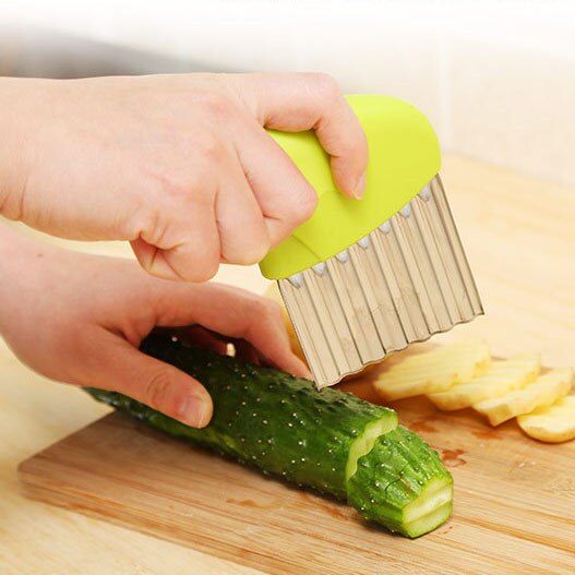 Køkkentilbehør 3 typer billig kartoffel pommes frites skærer grøntsagsspiralizer let udskæring kartoffel bølge kniv hakker: B