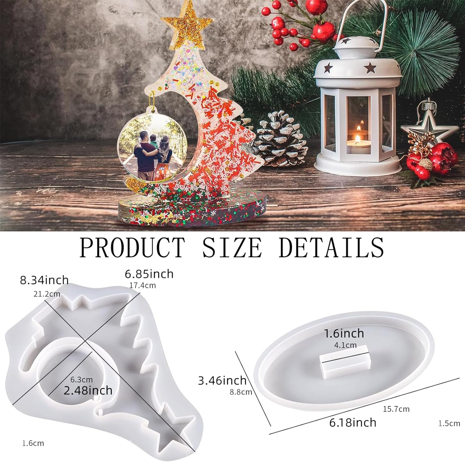 DIY Kristall Epoxidharz bilden für Weihnachtsbaum Fotorahmen Silikonform