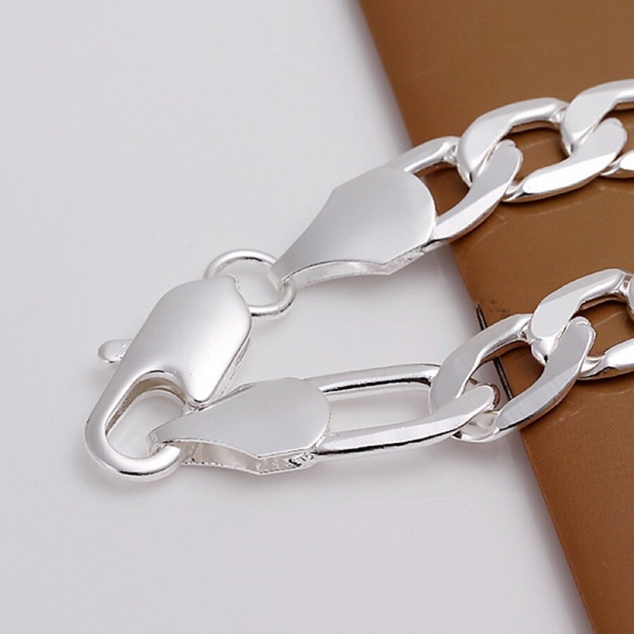 Wunderschönes silberfarbenes schmuckset mit anhängern für damen und herren , 12-6mm armbänder, edel und schön gestempelt,  h163 glieder