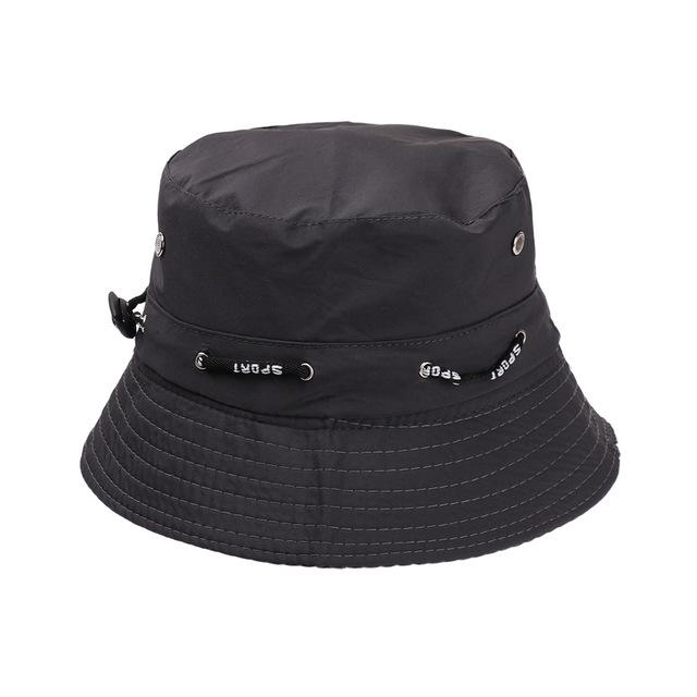Sommer foldbar bøttehat unisex kvinder udendørs solcreme bomuld fiskeri jagt kasket mænd håndvask chapeau sol forhindre hatte: Sort 1