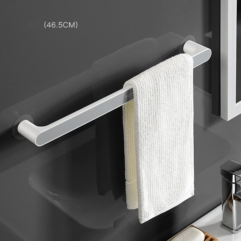 Selvklæbende håndklædeholder rack vægmonteret håndklædehænger badeværelse håndklædeholder hylde rulleholder hængekrog badeværelse arrangør: Grå 46.5cm