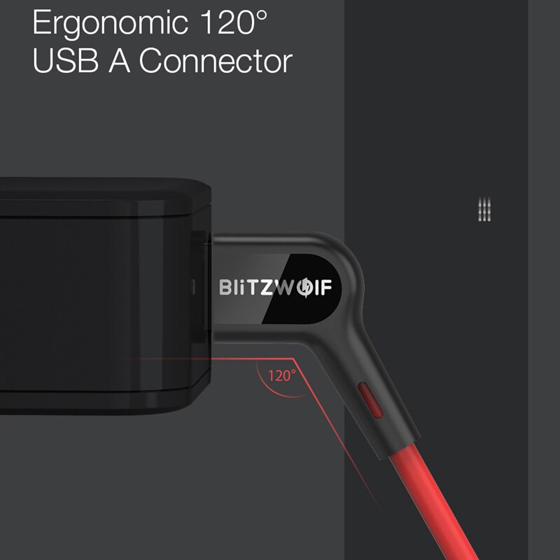 Blitzwolf 2.4A 90 ° z kątem prostym USB A robić mikro ładowarka USB robić ładowania kabel robić transmisji danych dla Samsung Xiaomi telefon gry gry mobilne