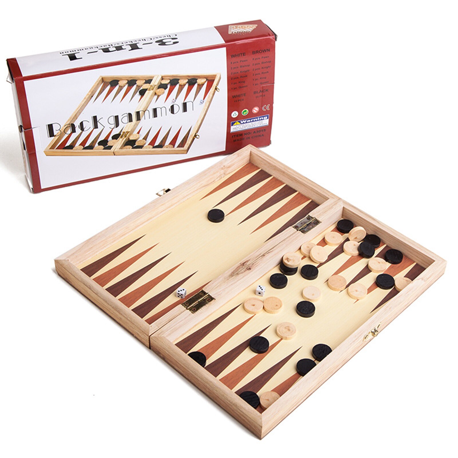 3 In 1 Schaakspel Houten Schaakspel Backgammon Checkers Indoor Reizen Schaken Houten Opvouwbare Schaakbord Schaken Puzzel Stukken