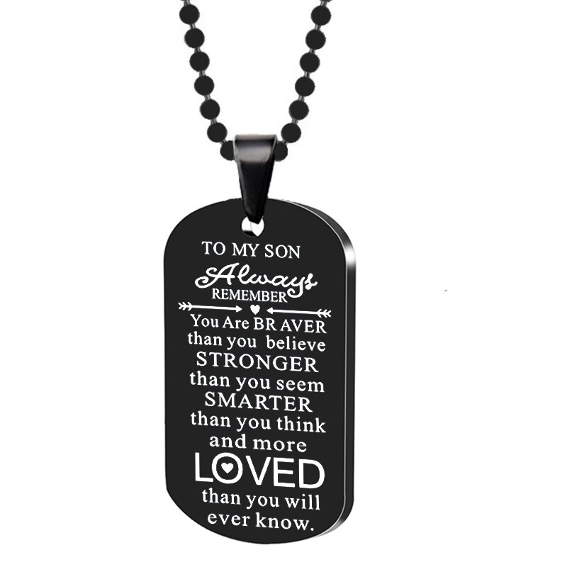 Stainless Steel Dog Tag Pendant Necklace Dog Tags Army Family TO MY My Daughter Son Necklaces Boys Kids Child Inspirational