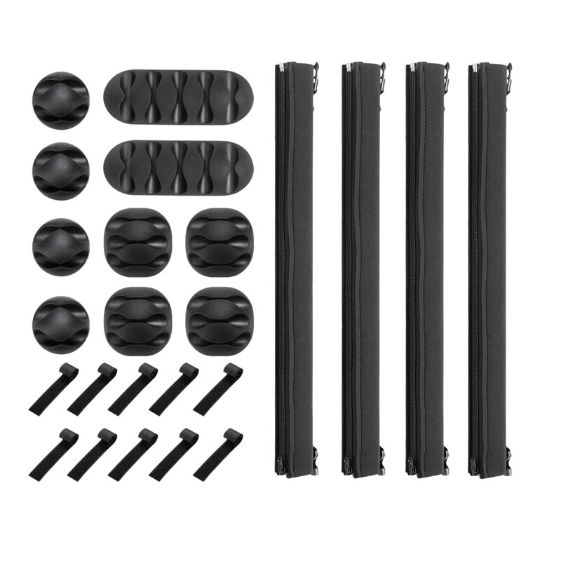 24Pcs Cable Organizer Set Cable Sleeves with Reusable Wire Perfect for TV Computer Home Office Desk Cable Management: Default Title