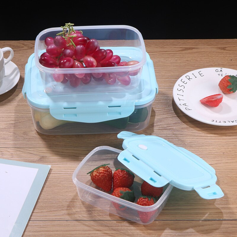 3Pcs Rectangle/Square Plastic Storage Container Set Lunch Box Food Storage Boxes Kitchen Accessories Organizer for Picnic