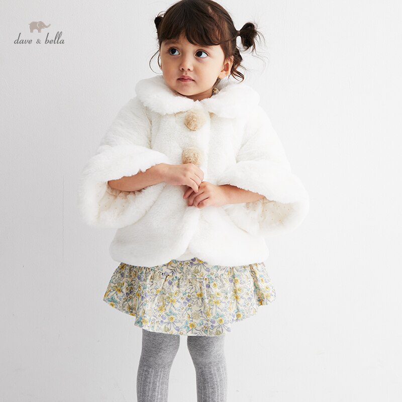 DBM19748 Dave Bella Winter Baby Meisjes Mode Stevige Gewatteerde Jas Kinderen Meisje Tops Baby Peuter Bovenkleding