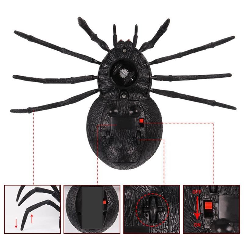 Electronic pet Remote Control Simulation tarantula RC Spider Eyes Shine Halloween Scary Toy smart black Tricky Prank V2C3