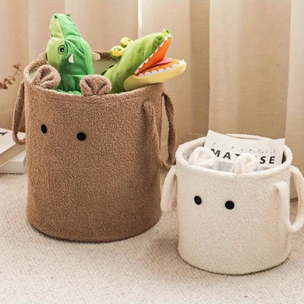 Tecknad förvaringshink lammull hög kapacitet barn multifunktionell smutskläderkorg multi scenario praktisk arrangör
