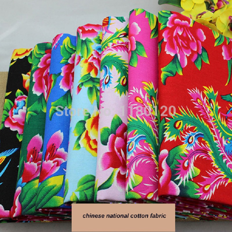 Tissu textile imprimé de phénix chinois, à motif de pivoine, 50cm x 160cm, pour literie