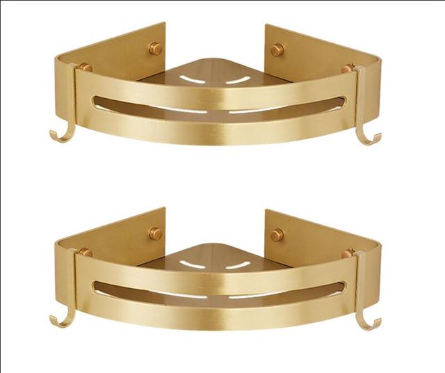 Corner Shelf Wall Mounted Bathroom Shelf Brushed Gold Aluminum Bath Shower Shelf Bath Shampoo Holder Corner shelf: corner shelf 2