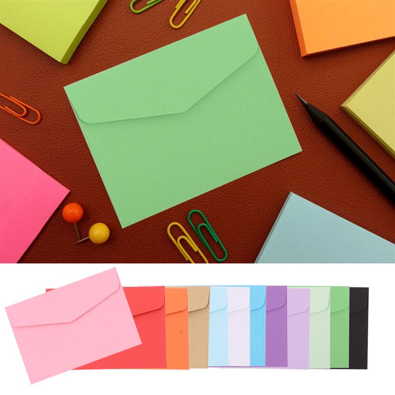 120Pcs Mini Envelopes Small Greeting Card Message Card Letter Stationary Storage Paper (Random Color)