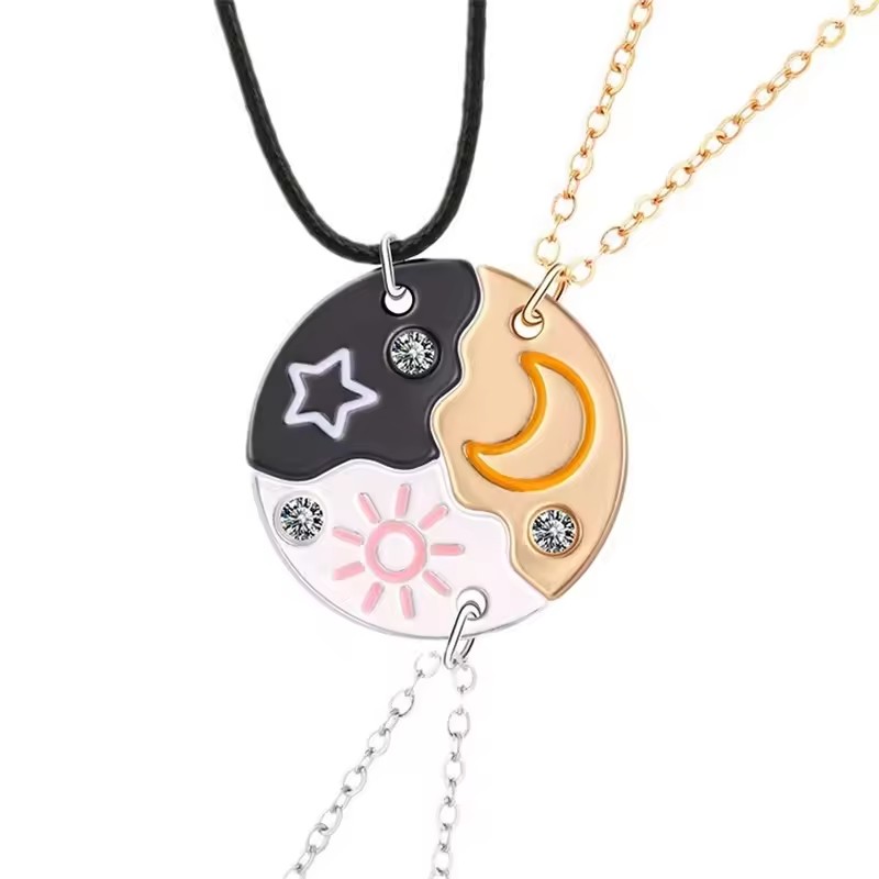 2/3 Uds. Collares de amistad para mujeres y niñas Kawaii mejores amigos mamá hija colgante cadena BFF accesorios de joyería 2025: Color amarillo dorado claro