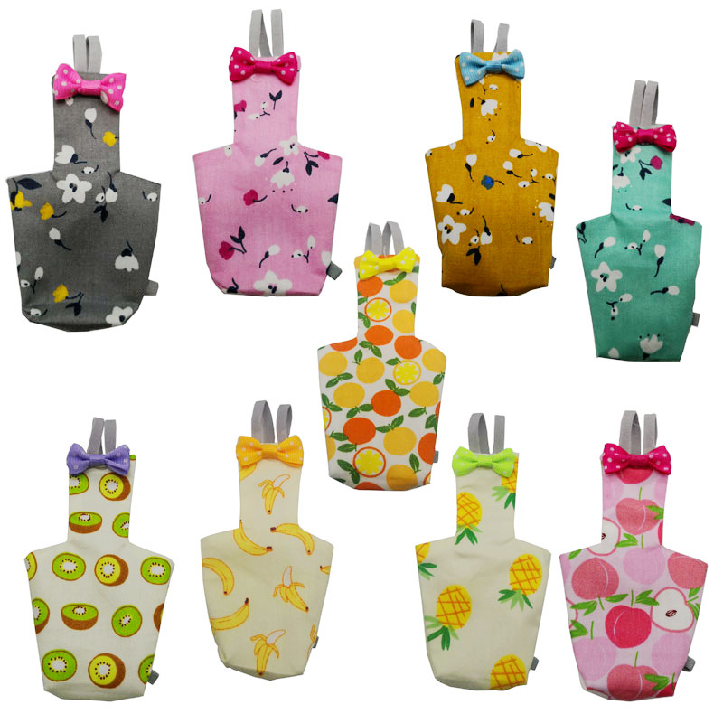 Pañales coloridos con pajarita para loros, ropa impermeable, Bonito traje de vuelo con Floral de palomas y frutas, mascota pequeña mediana