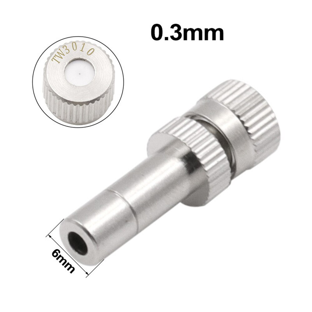 Verneveling Water Spray Nozzle Rvs Fog Misting Nozzles 6Mm Connectors Tuin Water Irrigatie Sprinkler Verneveling Fitt: 0.3mm