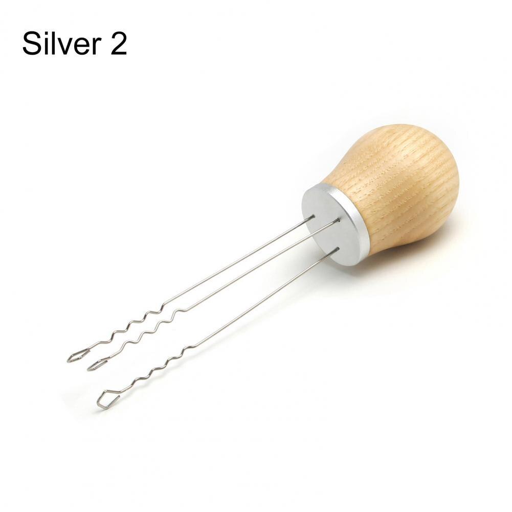 Coffee Distribution Needle Durable Coffee Tamper Leveler Tool Needle Type Wide Application Wood Handle Coffee Stirrer: Silver 2