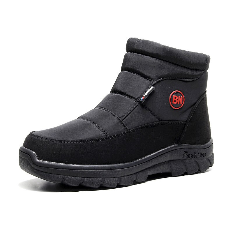 Botas de neve grossas de inverno sapatos de algodão masculino antiderrapante sola impermeável superior de meia idade sapatos de caminhada com zíper grande tamanho: 40