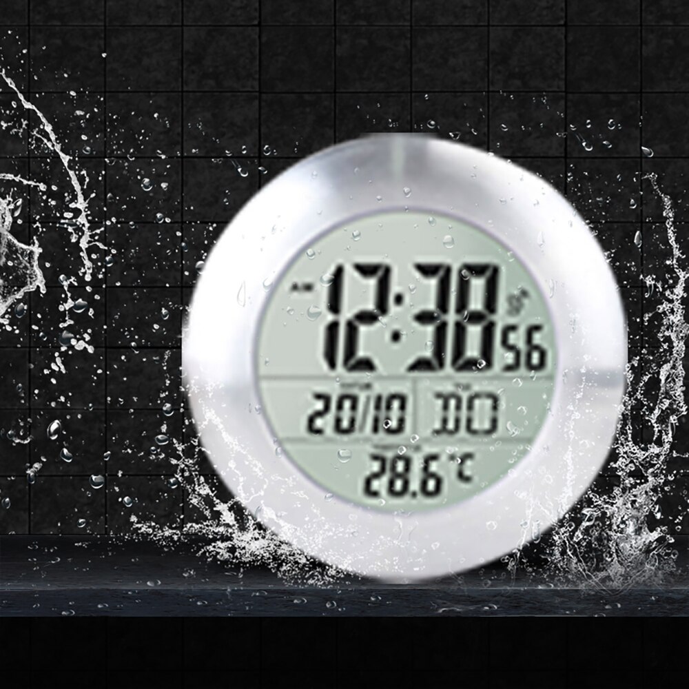 Digital Wall Clock Shower Bathroom Suction Mount Clock With Thermometer Waterproof Suction Cup Installation Bathroom Clock